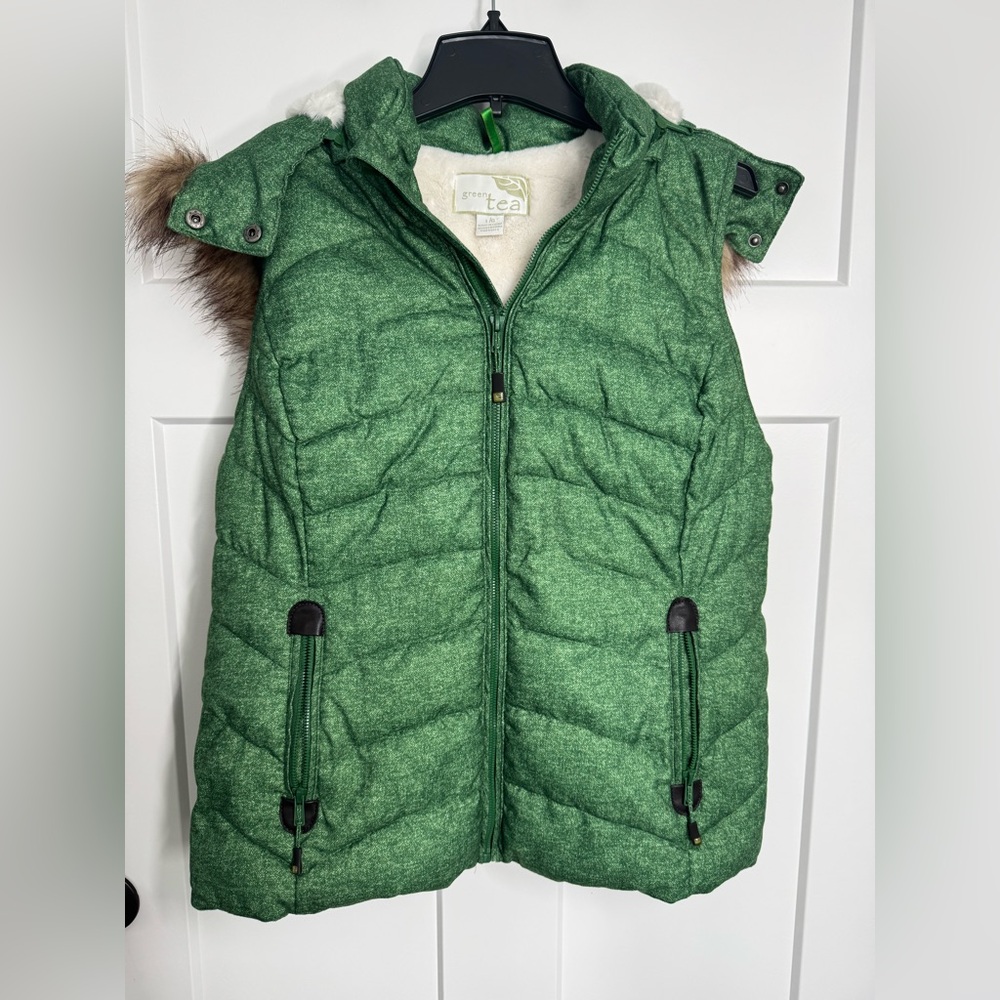 GreenTea Green Quilted Puffer Vest, New without Tag, Large